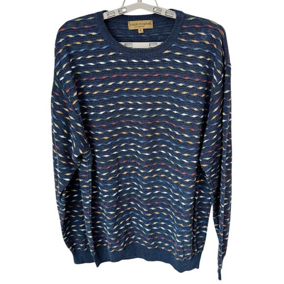 Vintage TRICOTS ST RAPHAEL Sweater Mens S Blue Pullover Textured Grandpacore - Picture 1 of 6